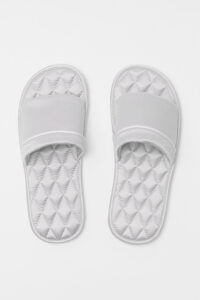 Gray MANITO Authentic Women's Silk Slippers with cushioned insole and minimalist wide strap.