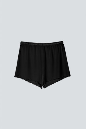 New Soft Women's Camisole Set black shorts with a soft, smooth texture and scalloped edges.